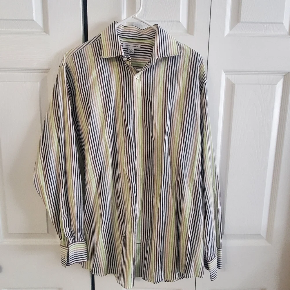 BANANA REPUBLIC MENS STRIPE BUSINESS SUIT OFFICE SHIRT. XL 17 17.5 NECK.